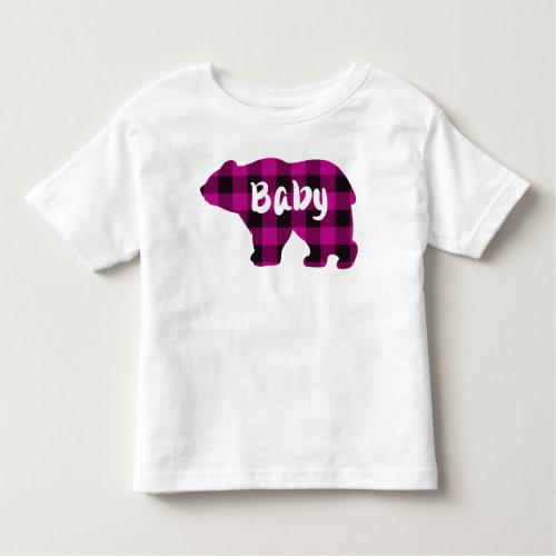 Baby Bear Pink and  Black Country plaid Throw Pill Toddler T_shirt