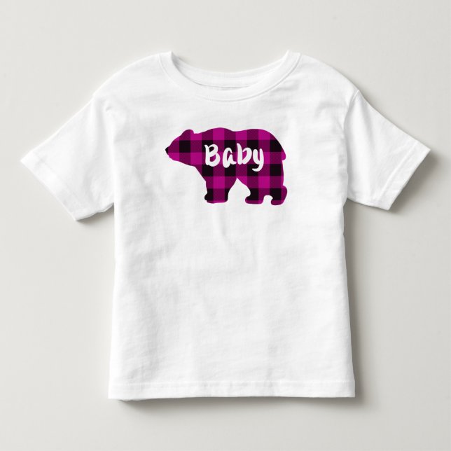 Baby Bear Pink and  Black Country plaid Throw Pill Toddler T-shirt (Front)