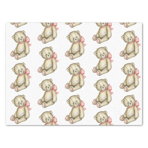 Baby Bear Pink Girl Watercolor Cute Tissue Paper