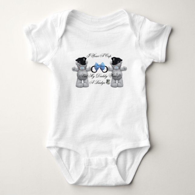 Baby Bear Police Officer Baby Bodysuit (Front)