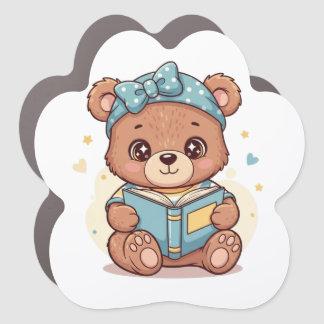 Baby Bear Reading a Book Car Magnet