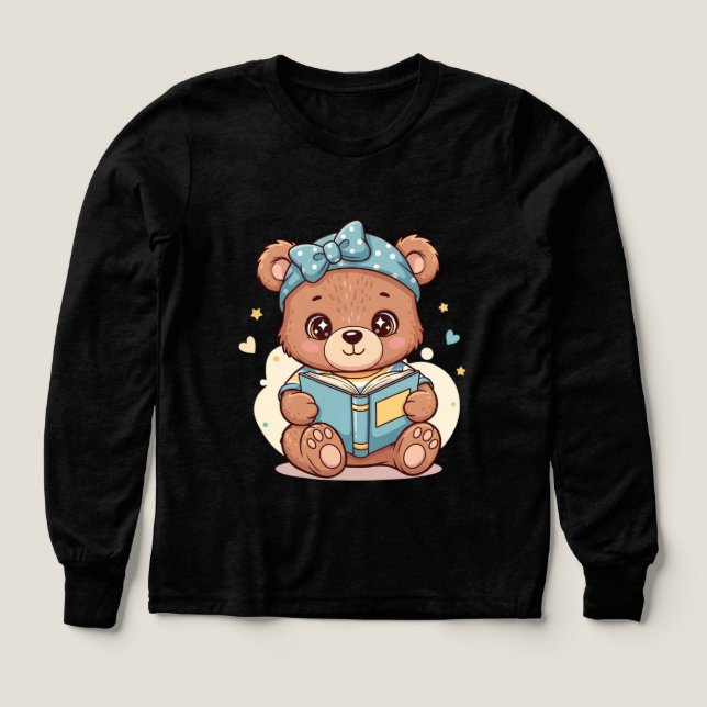 Baby Bear Reading a Book Tri-Blend Shirts (Design Front)