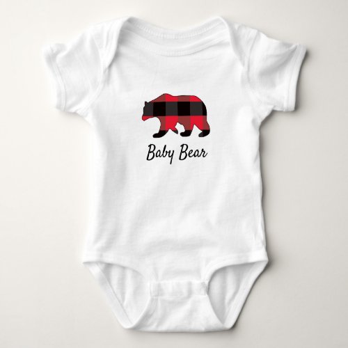 Baby Bear Red Buffalo Plaid Baby Bodysuit