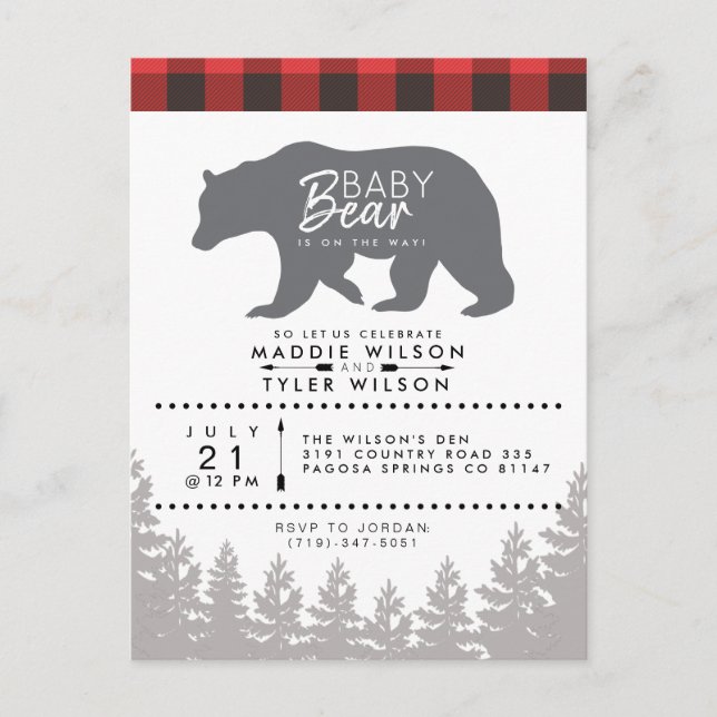 Baby Bear | Rustic Baby Shower | Lumberjack Invitation Postcard (Front)