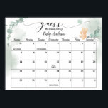 Baby Bear Shower Guess Due Date Calendar Poster<br><div class="desc">Baby shower Guess the Baby Birthday Calendar. Invite your guests to sign the calendar with their predictions for the baby's birthday. The guest to guess the date of birth (or the closest one) wins the game! The calendar will also be a great keepsake for the future mom and dad. Go...</div>