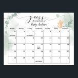 Baby Bear Shower Guess Due Date Calendar Poster<br><div class="desc">Baby shower Guess the Baby Birthday Calendar. Invite your guests to sign the calendar with their predictions for the baby's birthday. The guest to guess the date of birth (or the closest one) wins the game! The calendar will also be a great keepsake for the future mom and dad. Go...</div>
