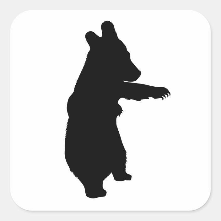 Baby Bear Silhouette Square Sticker Zazzle Com