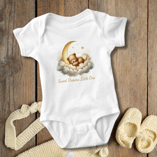 Baby Bear Sleeping in Moon Cloud Baby Shower Gift Baby Bodysuit