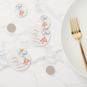 Baby Bear, Teddy Bear, Blue Balloons, Baby Shower Confetti