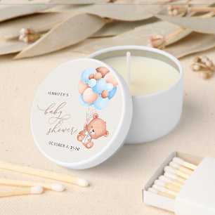 Baby Bear, Teddy Bear, Blue Balloons, Baby Shower Mini Candle Favors