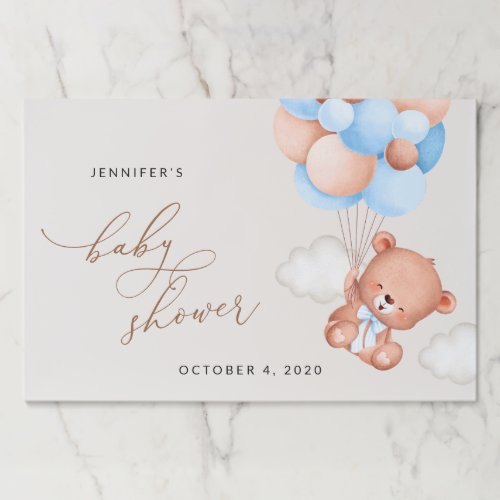 Baby Bear Teddy Bear Blue Balloons Baby Shower Paper Pad