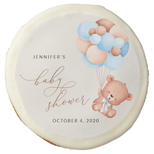 Baby Bear Teddy Bear Blue Balloons Baby Shower Sugar Cookie