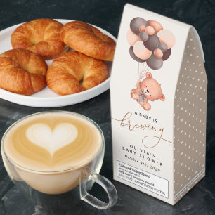 Baby Bear, Teddy Bear, Brown Balloons, Baby Shower Roasted Coffee