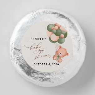 Baby Bear, Teddy Bear, Green Balloons, Baby Shower Dipped Oreo Cookie Favors