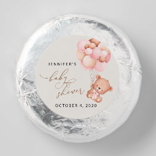 Baby Bear, Teddy Bear, Pink Balloons, Baby Shower Dipped Oreo Cookie Favors