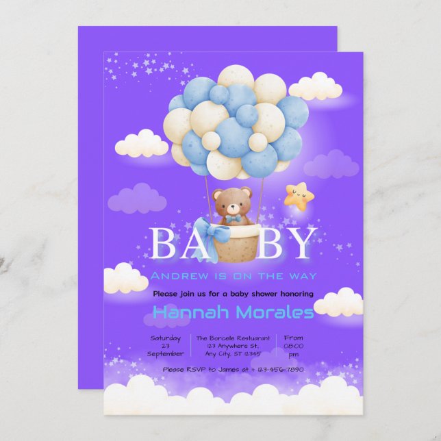 Baby Bear Theme Baby Shower Invitation (Front/Back)