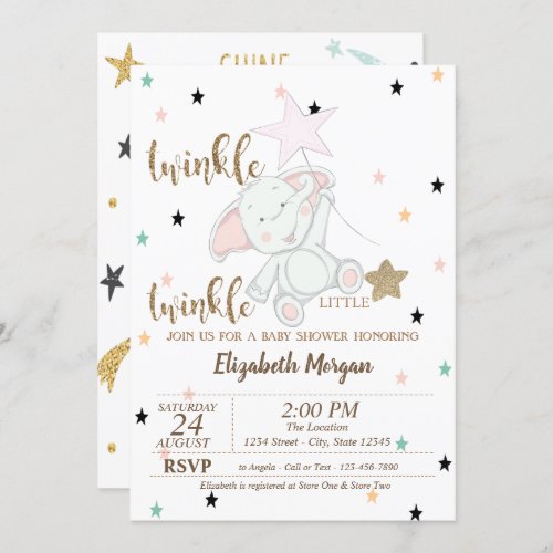 Baby BearTwinkle Twinkle Little Star Baby Shower Invitation