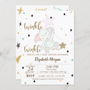 Baby Bear,Twinkle Twinkle Little Star Baby Shower Invitation