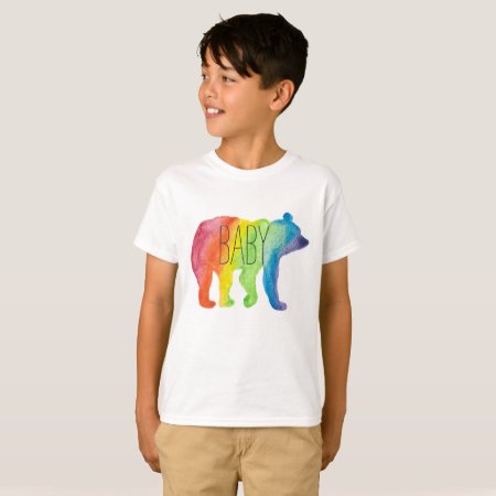 Baby Bear Watercolor Family Pride Kids Tee