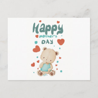 Baby bear wishes happy mother's day invitation postcard