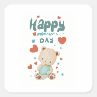 Baby bear wishes happy mother's day square sticker