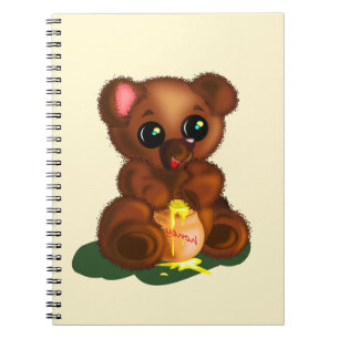 Baby Bear with Honey Notebook - Your Color - Text