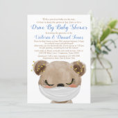 Baby Bear with Mask Drive By Baby Shower Invitation (Standing Front)