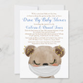 Baby Bear with Mask Drive By Baby Shower Invitation (Front)