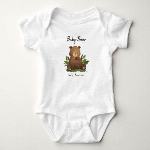 Baby Bear  Woodland Forest Animal Rustic Baby Bodysuit
