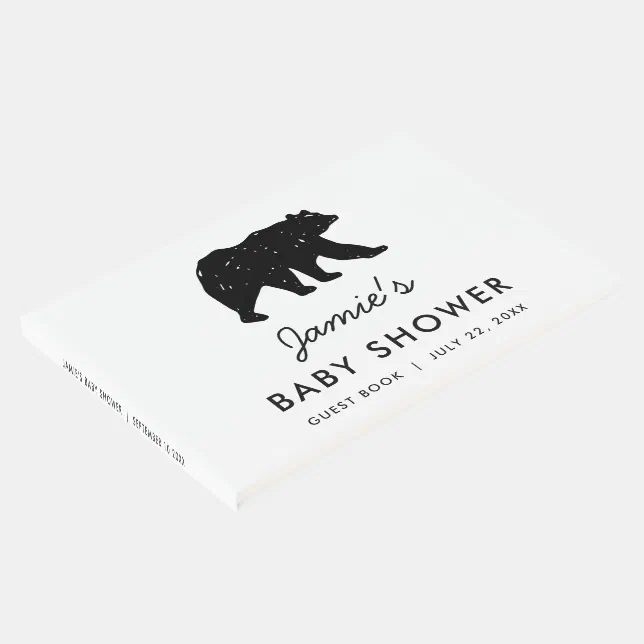 Baby Bear Woodland Modern Baby Shower Guest Book Zazzle
