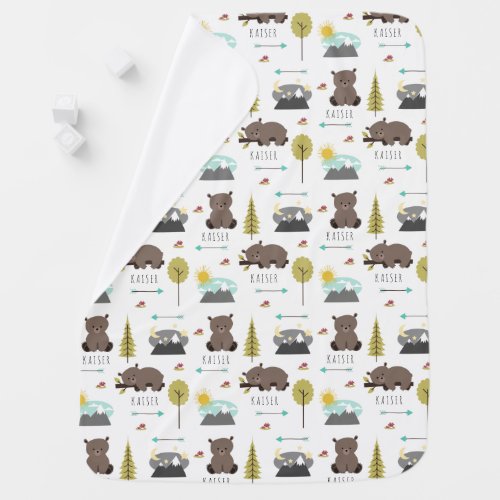 Baby Bear Woodland Pattern Blanket