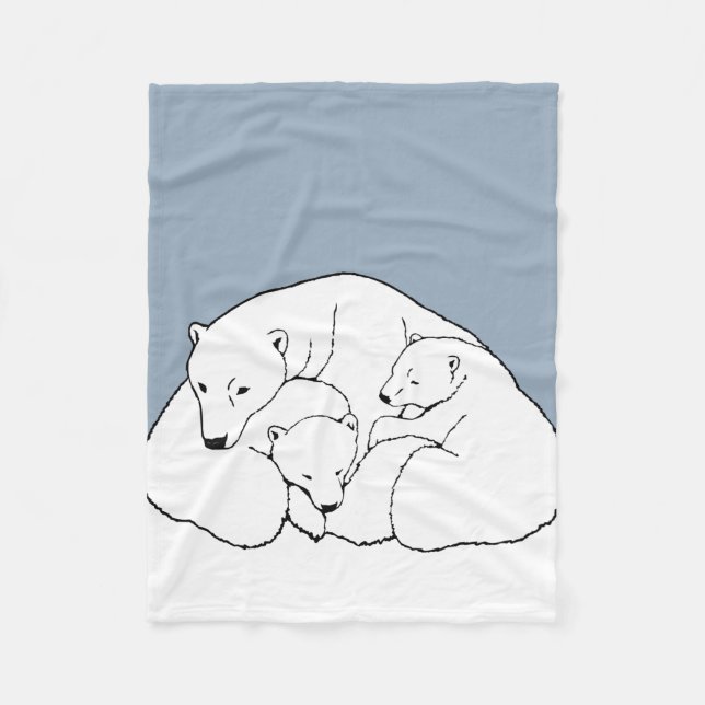 Baby Bears Blanket Polar Bear Art Fleece Blanket (Front)