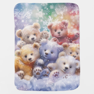 Baby Bears Christmas Digital Art Baby Blanket