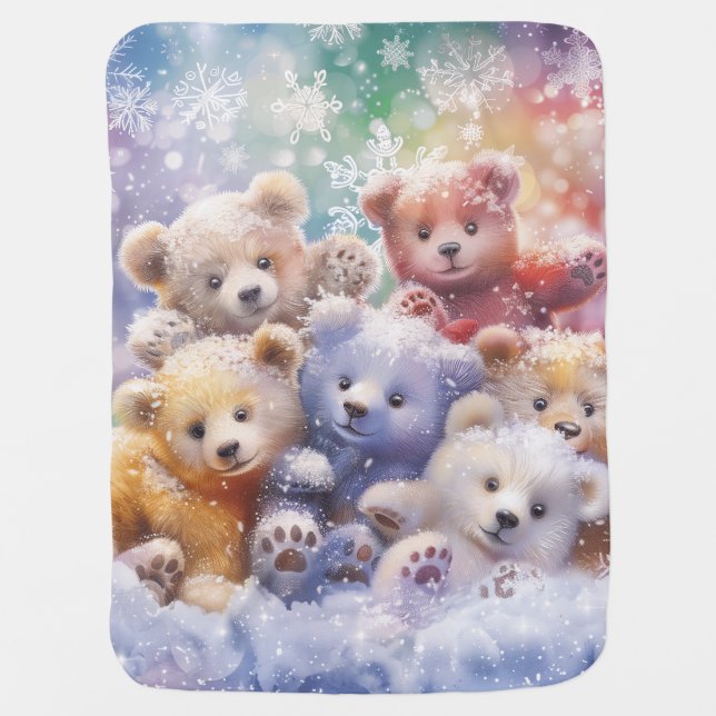 Baby Bears Christmas Digital Art Blanket (Front)