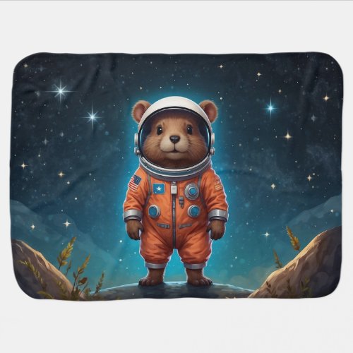 Baby Beaver in a Spacesuit Baby Blanket
