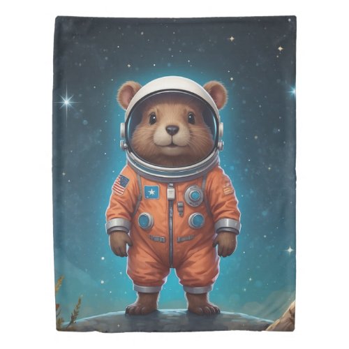 Baby Beaver in a Spacesuit Duvet Cover