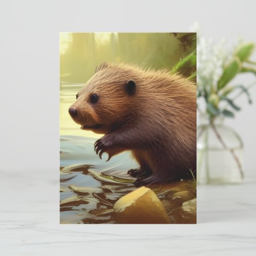 Baby Beaver Wildlife Portrait Card