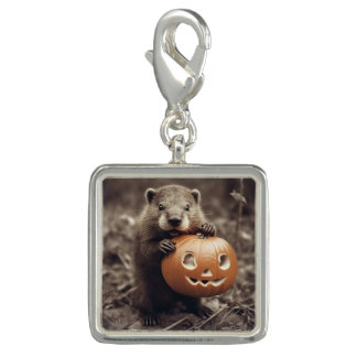 Baby Beaver with Jack-o-Lantern Charm