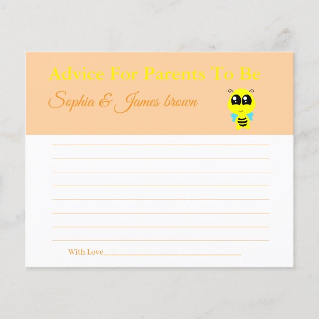 Baby Bee | Advice for Mom & Dad Baby Shower Card Flyer (Front)