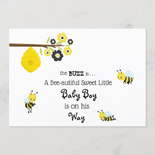 *~* Baby Bee Baby Boy Cute Shower Invitation