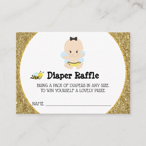  Baby Bee Baby BOY Glitter Diaper Raffle Enclosure Card