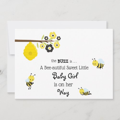 *~* Baby Bee Baby Girl Cute Shower Invitation