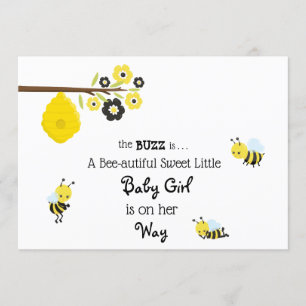 *~* Baby Bee Baby Girl Cute Shower Invitation