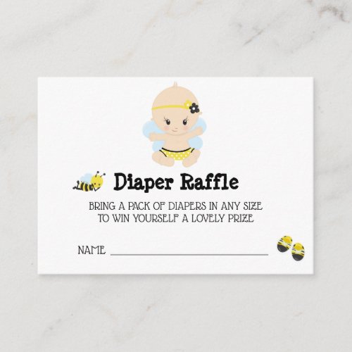  Baby Bee Baby GIRL Plaid Diaper Raffle Enclosure Card
