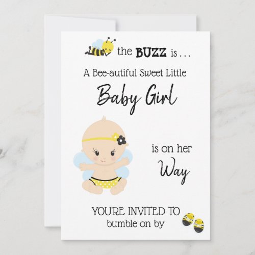 *~* Baby Bee Baby Girl Shower Invitation
