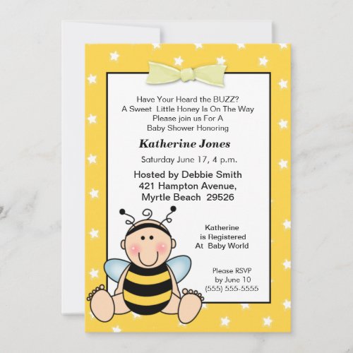 Baby Bee Baby Shower  Invitation