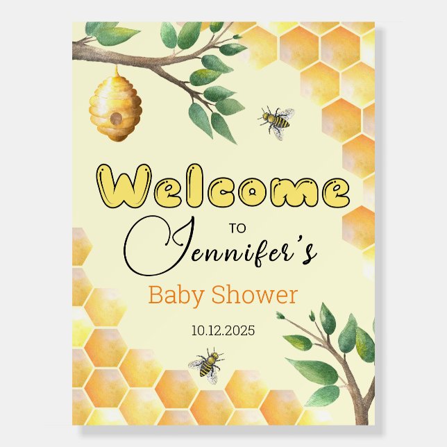 Baby Bee baby shower welcome foam board (Front)