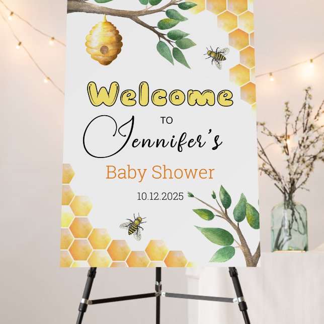 Baby bee baby shower welcome sign (In Situ (Stand))