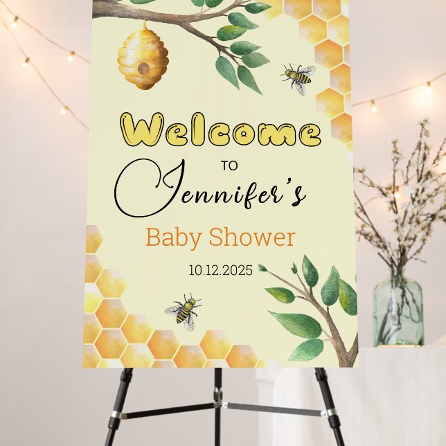 Baby bee baby shower welcome sign (In Situ (Stand))