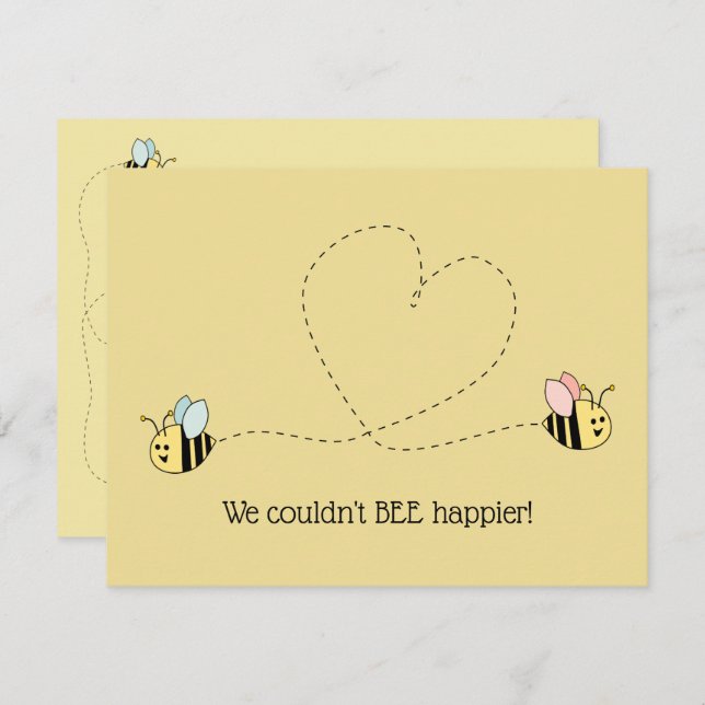 Baby Bee Boy And Girl Twins Invitation (Front/Back)